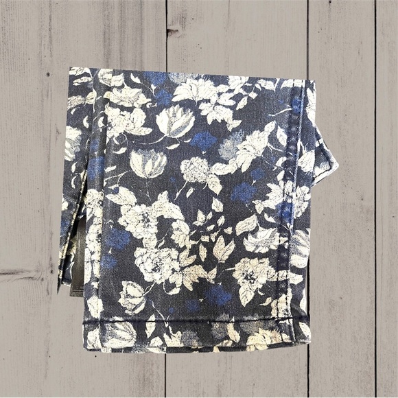 H&M Size 6 Floral Super Slim Skinny Jeans Blue Cream - Picture 5 of 6